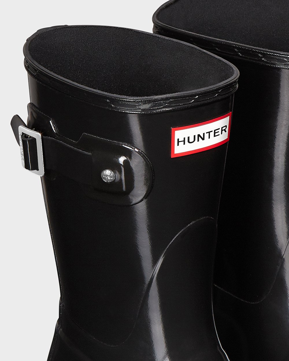 Womens Hunter Original Gloss - Short Rain Boots Black - 6493-QULGX